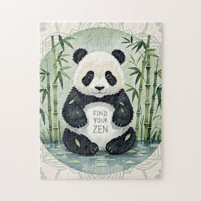 Cute Large Knubbig panda sitta i en lotus-form Pussel (Vertikal)