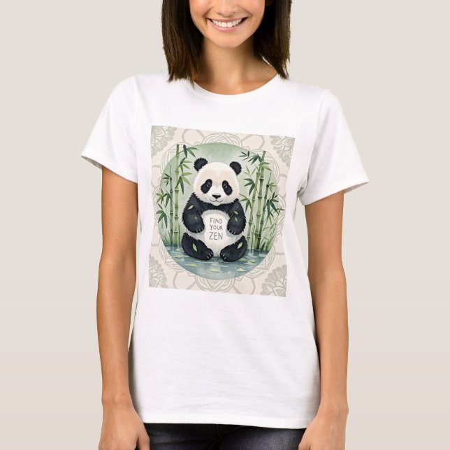 Cute Large Knubbig panda sitta i en lotus-form T Shirt (Framsida)
