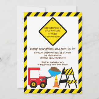 Cute Lastbil Boys Födelsedagsfest inbjudan