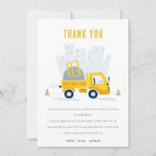 Cute Lastbil Construction Fordon Birthday Tack Kort