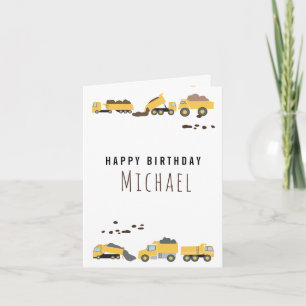Cute Lastbil Construction Lastbilar Birthday Kort