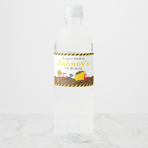 Cute Lastbil och Digger Vattenflaskor Etikett