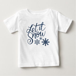 Cute Låt det snöa jul med Blå Snöflingor T Shirt