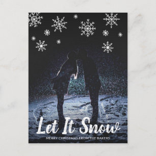 Cute Låt det snöa Snöflingor Fotojul - jul Helg Vykort