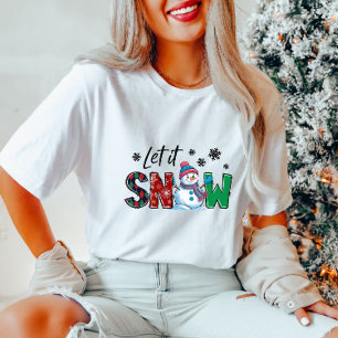 Cute Låt det snöa Snögubbe Jul Te T Shirt