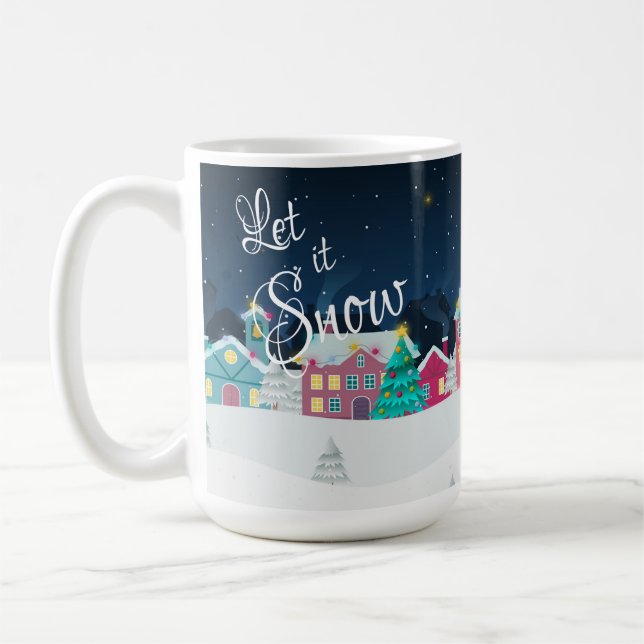 Cute Låt det snöa Town Liggande jul Kaffemugg (Vänster)