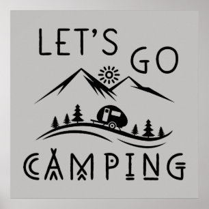 Cute låt oss campa ord art poster