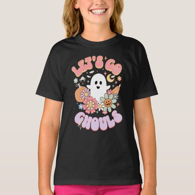 Cute Låt oss Go Ghouls Retro Halloween T Shirt (Framsida)