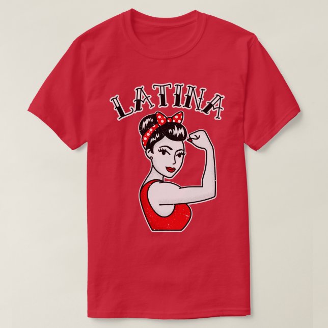 Cute Latina Rosie, Riveter Tattoo T Shirt (Design framsida)