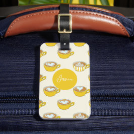 Cute Latte Art i Gult Kaffe koppar Mönster Bagagebricka