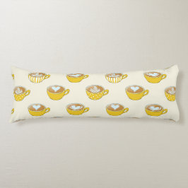 Cute Latte Art i Gult Kaffe koppar Mönster Kroppskudde