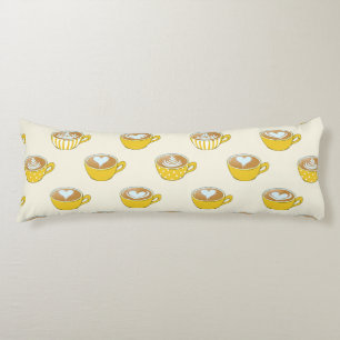 Cute Latte Art i Gult Kaffe koppar Mönster Kroppskudde