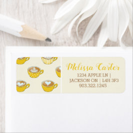 Cute Latte Art i Gult Kaffe koppar Mönster Returadress Etikett