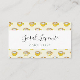 Cute Latte Art i Gult Kaffe koppar Mönster Visitkort