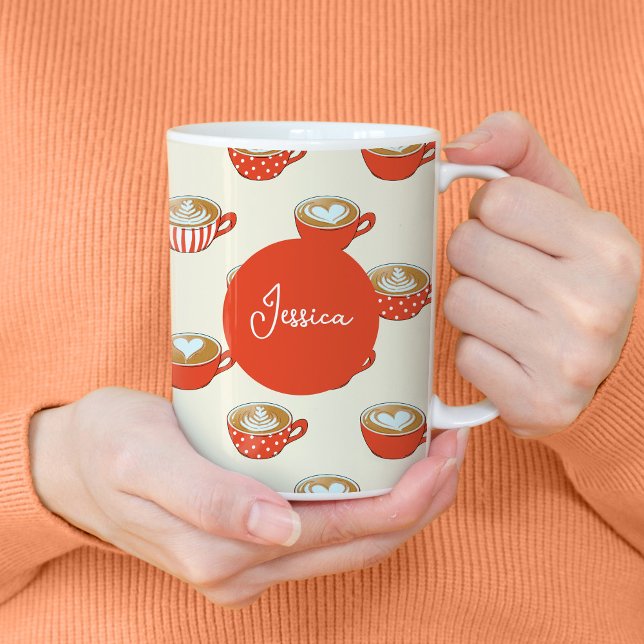 Cute Latte Art i Red Kaffe koppar Mönster (Red Latte Art Mug)