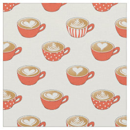 Cute Latte Art i Red Kaffe koppar Mönster Tyg