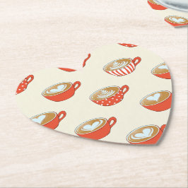 Cute Latte Art i Red Kaffe koppar Mönster Underlägg Papper