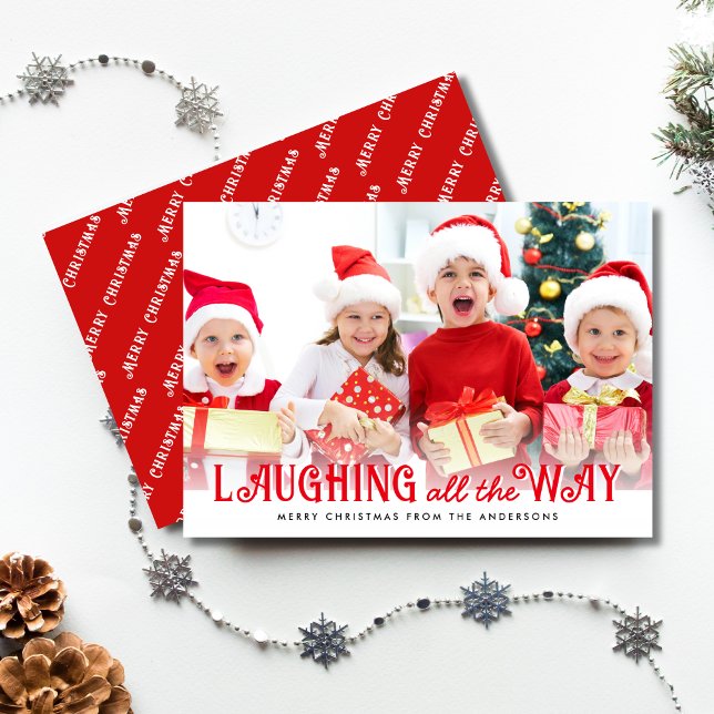 Cute Laughing hela vägen God jul Julkort (Skapare uppladdad)