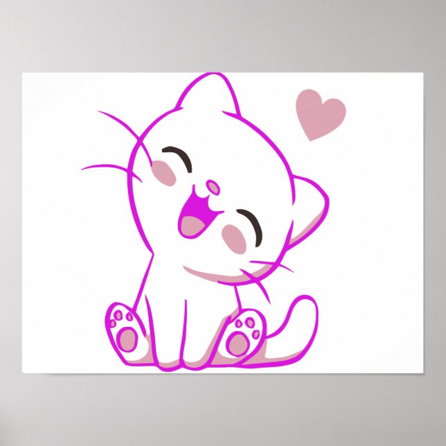 CUTE LAUGHING LITTLE Fuchsia KITTEN Poster (Framsidan)