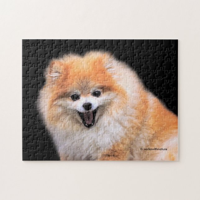 Cute Laughing Pommern Hund Pussel (Horisontell)