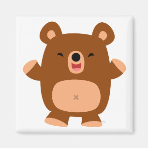 Cute Laughing Tecknad Bear Magnet