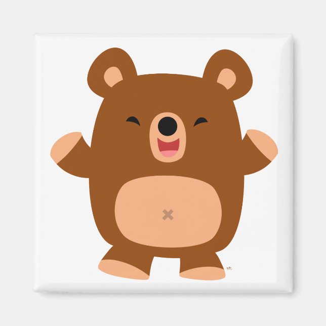 Cute Laughing Tecknad Bear Magnet (Framsidan)