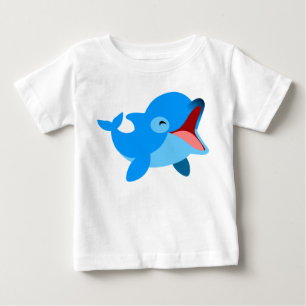Cute Laughing Tecknad Dolphin Baby T-Shirt