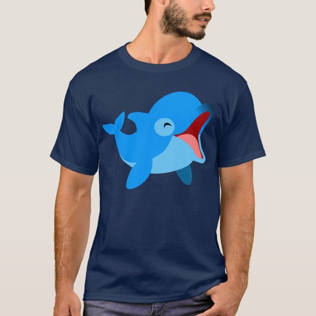 Cute Laughing Tecknad Dolphin T-Shirt (Framsida)