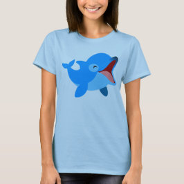 Cute Laughing Tecknad Dolphin Women T-Shirt