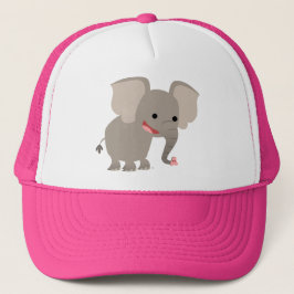 Cute Laughing Tecknad Elephant Hat Truckerkeps