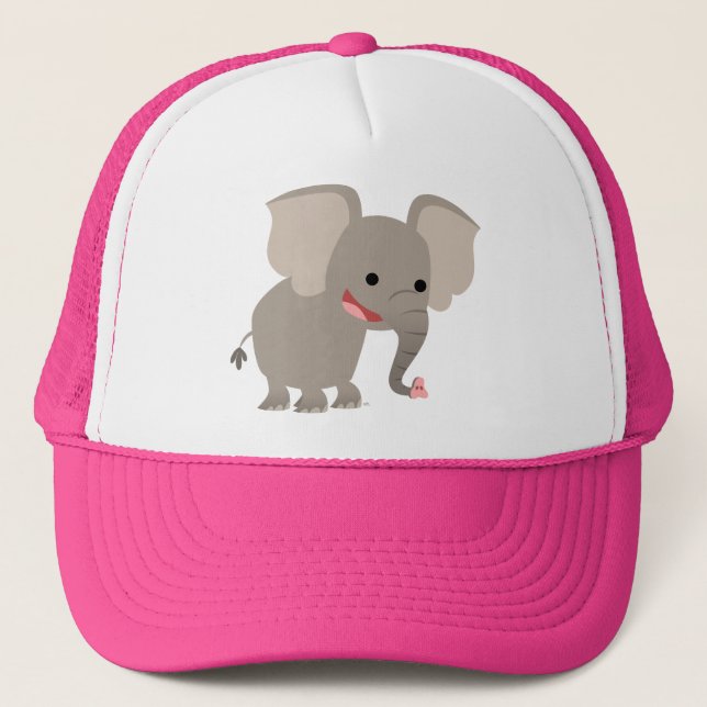Cute Laughing Tecknad Elephant Hat Truckerkeps (Framsida)