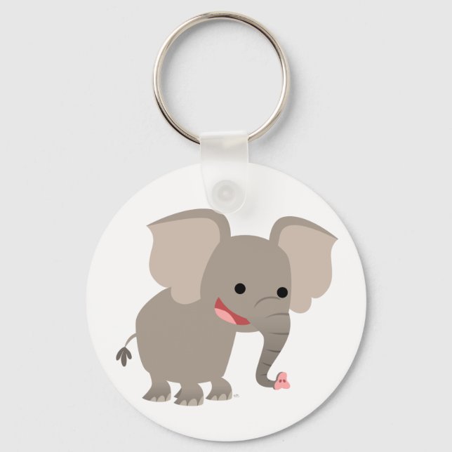 Cute Laughing Tecknad Elephant Keychain Nyckelring (Framsida)