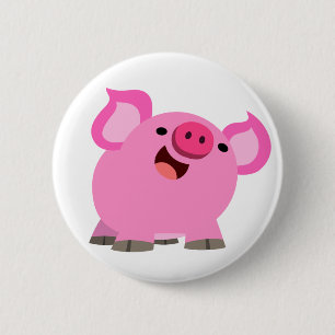 Cute Laughing Tecknad Gris Button Badge Knapp