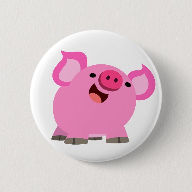 Cute Laughing Tecknad Gris Button Badge Knapp (Framsida)