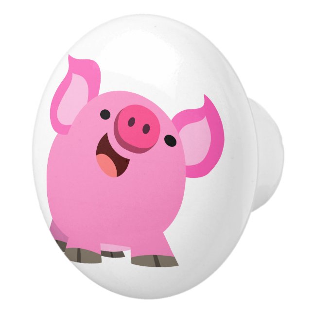 Cute Laughing Tecknad Gris Knopp (Höger)