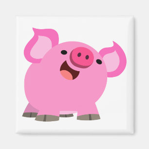 Cute Laughing Tecknad Gris Magnet