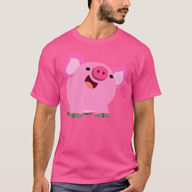 Cute Laughing Tecknad Gris t-Shirt (Framsida)