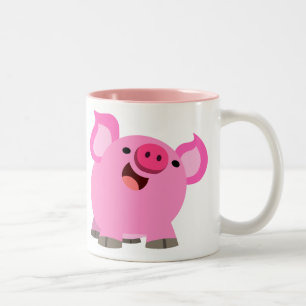 Cute Laughing Tecknad Gris Två-Tonad Mugg
