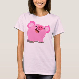 Cute Laughing Tecknad Gris Women T-Shirt