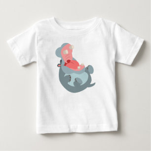 Cute Laughing Tecknad Hippo Baby T-Shirt