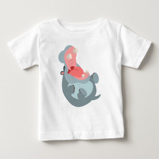 Cute Laughing Tecknad Hippo Baby T-Shirt (Framsida)