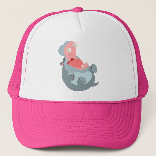 Cute Laughing Tecknad Hippo Hat Keps (Framsida)