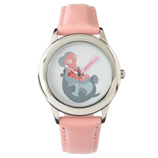 Cute Laughing Tecknad Hippo Watch Armbandsur (Framsida)