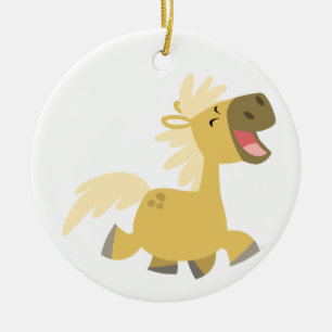 Cute Laughing Tecknad Pony Ornament