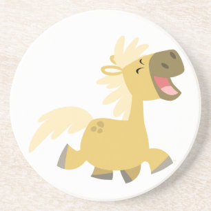 Cute Laughing Tecknad Pony Underlägg Sandsten