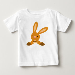 Cute Laughing Tecknad Rabbit Baby T-Shirt
