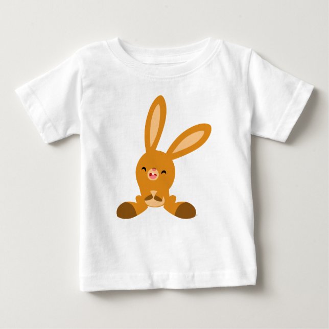 Cute Laughing Tecknad Rabbit Baby T-Shirt (Framsida)