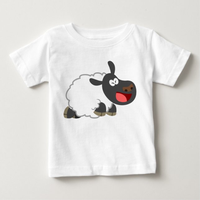 Cute Laughing Tecknad Sheep Baby T-Shirt (Framsida)