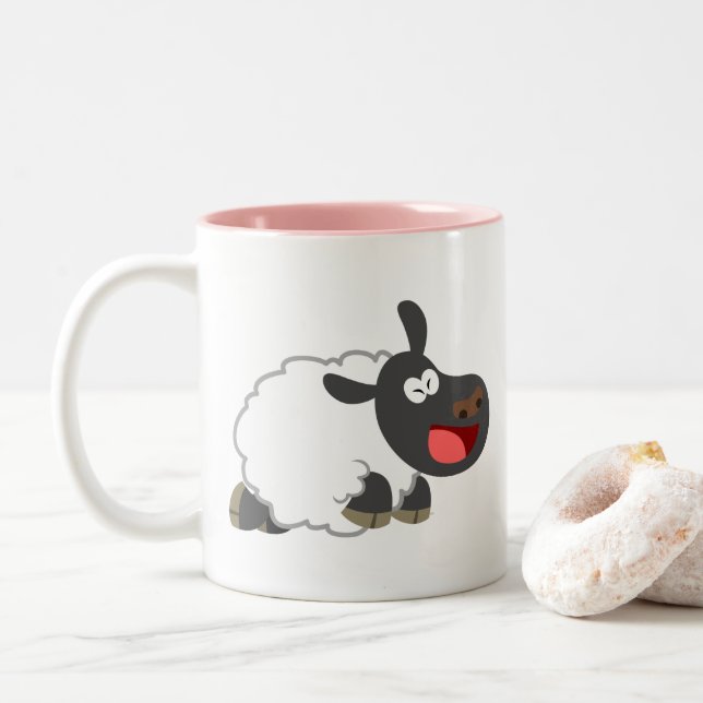 Cute Laughing Tecknad Sheep Mugg (Med munk)