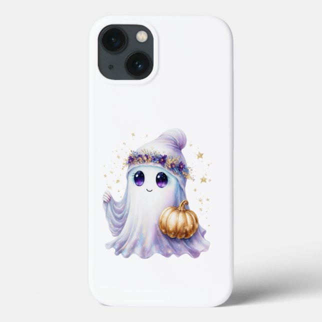Cute Lavendar Lila Ghost Halloween Spooky Bougie (Baksida)